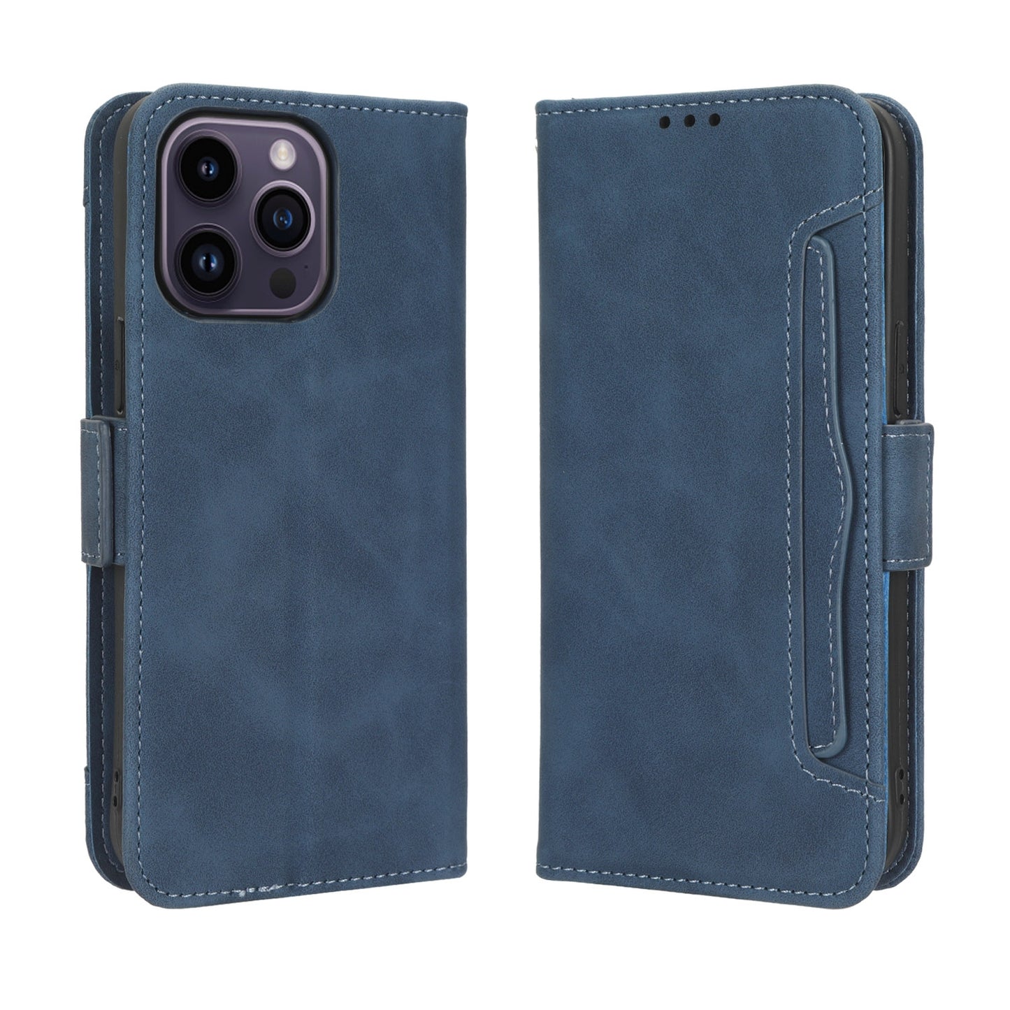 Apple iPhone 14 Pro Max Skin Feel PU Leather Wallet Phone Case with Card Slots, Cash Pocket, Magnetic Closure, Built-In Stand, Full Protection TPU Cover