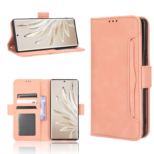 Honor 70 5G Skin Feel PU Leather Wallet Phone Case with Card Slots, Cash Pocket, Magnetic Closure, Built-In Stand, Full Protection TPU Cover