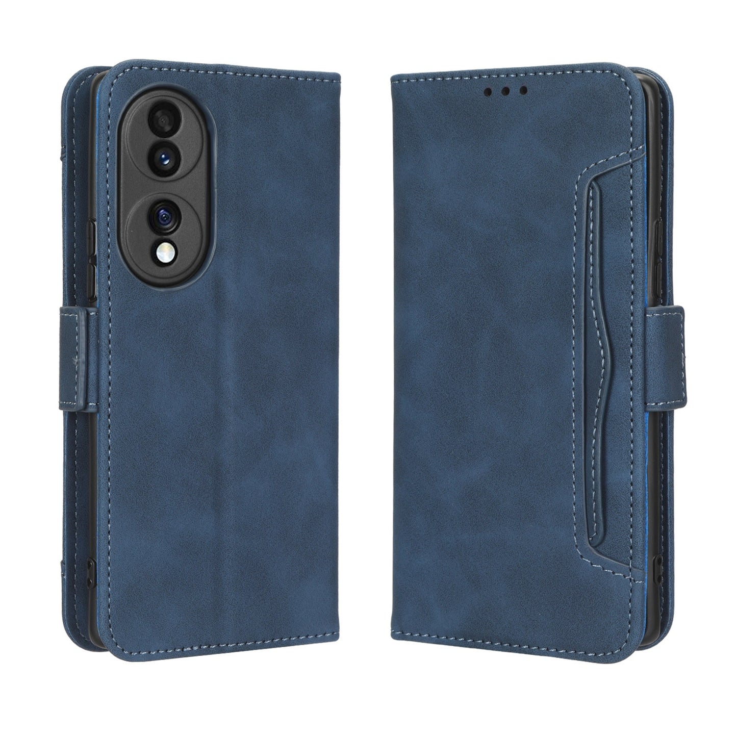 Honor 70 5G Skin Feel PU Leather Wallet Phone Case with Card Slots, Cash Pocket, Magnetic Closure, Built-In Stand, Full Protection TPU Cover