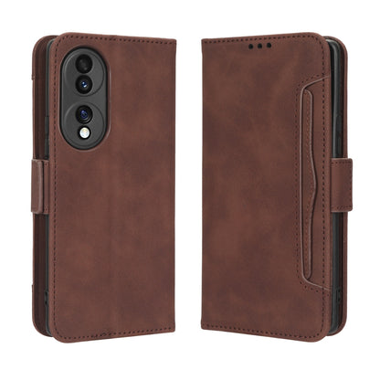 Honor 70 5G Skin Feel PU Leather Wallet Phone Case with Card Slots, Cash Pocket, Magnetic Closure, Built-In Stand, Full Protection TPU Cover