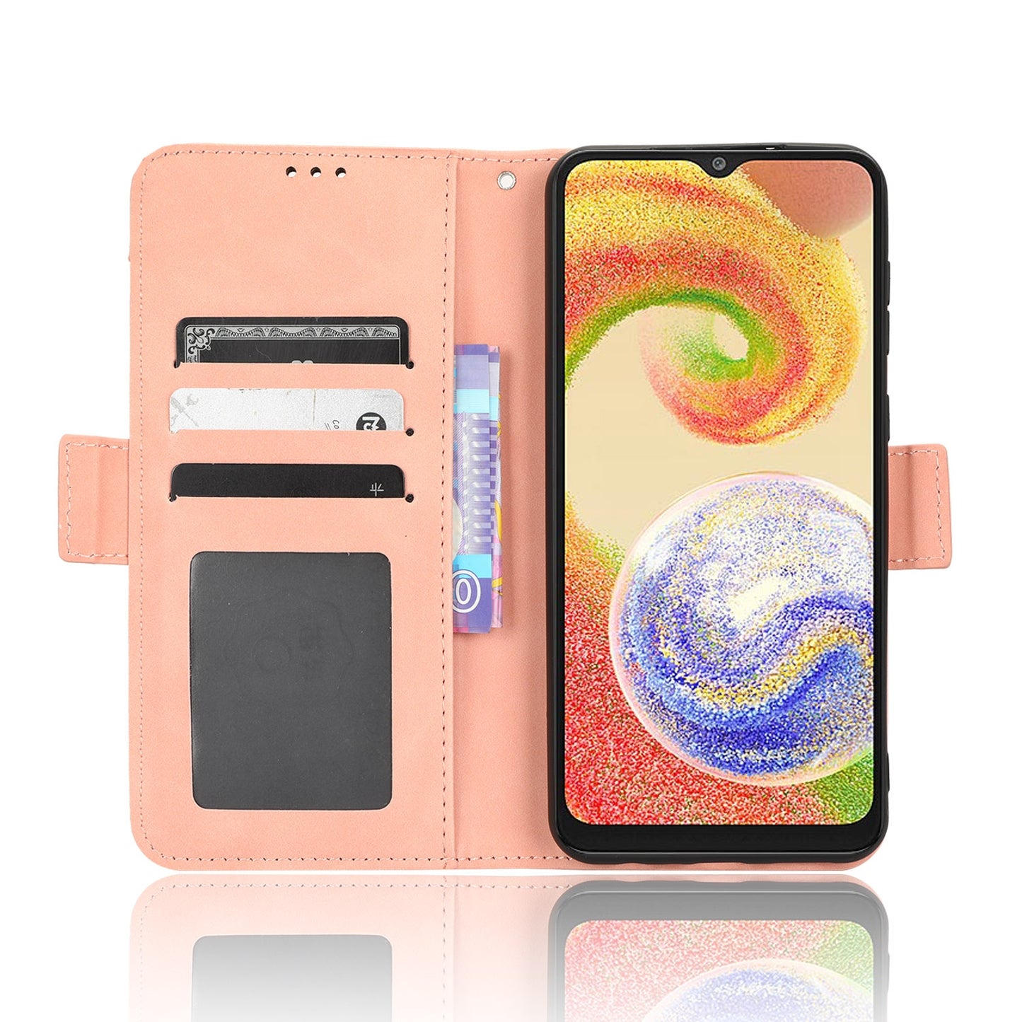Samsung Galaxy A04 Skin Feel PU Leather Wallet Phone Case with Card Slots, Cash Pocket, Magnetic Closure, Built-In Stand, Full Protection TPU Cover
