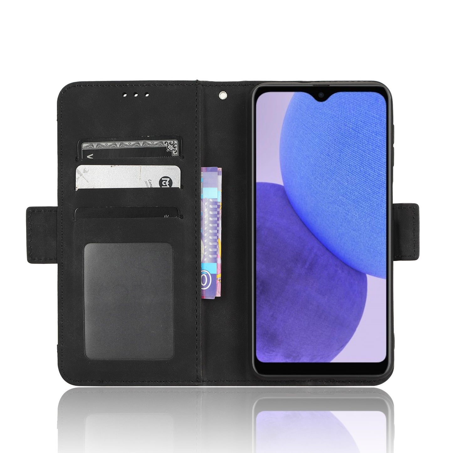 Samsung Galaxy A23e Skin Feel PU Leather Wallet Phone Case with Card Slots, Cash Pocket, Magnetic Closure, Built-In Stand, Full Protection TPU Cover