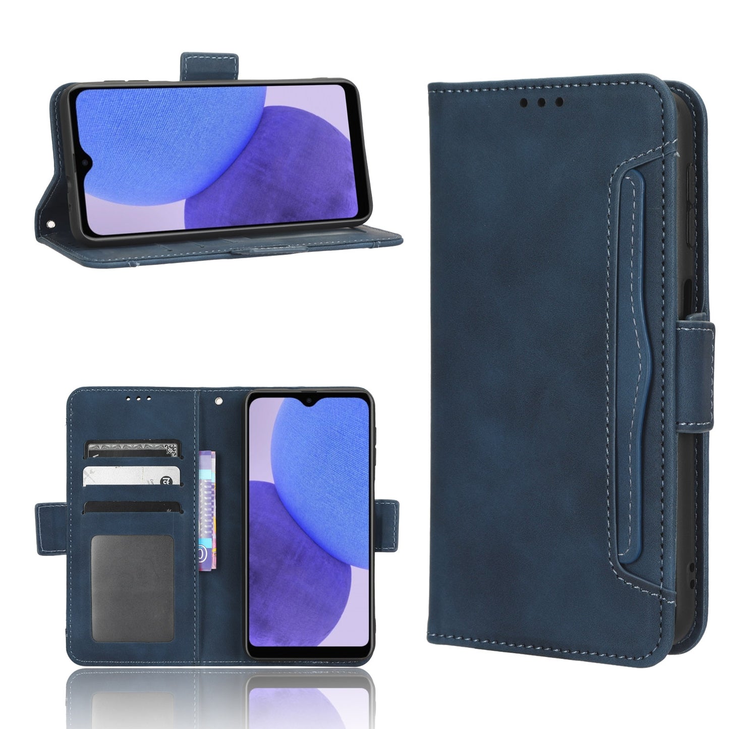 Samsung Galaxy A23e Skin Feel PU Leather Wallet Phone Case with Card Slots, Cash Pocket, Magnetic Closure, Built-In Stand, Full Protection TPU Cover