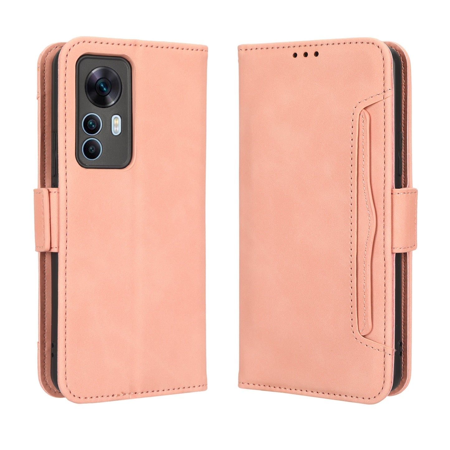 Xiaomi 12T Skin Feel PU Leather Wallet Phone Case with Card Slots, Cash Pocket, Magnetic Closure, Built-In Stand, Full Protection TPU Cover