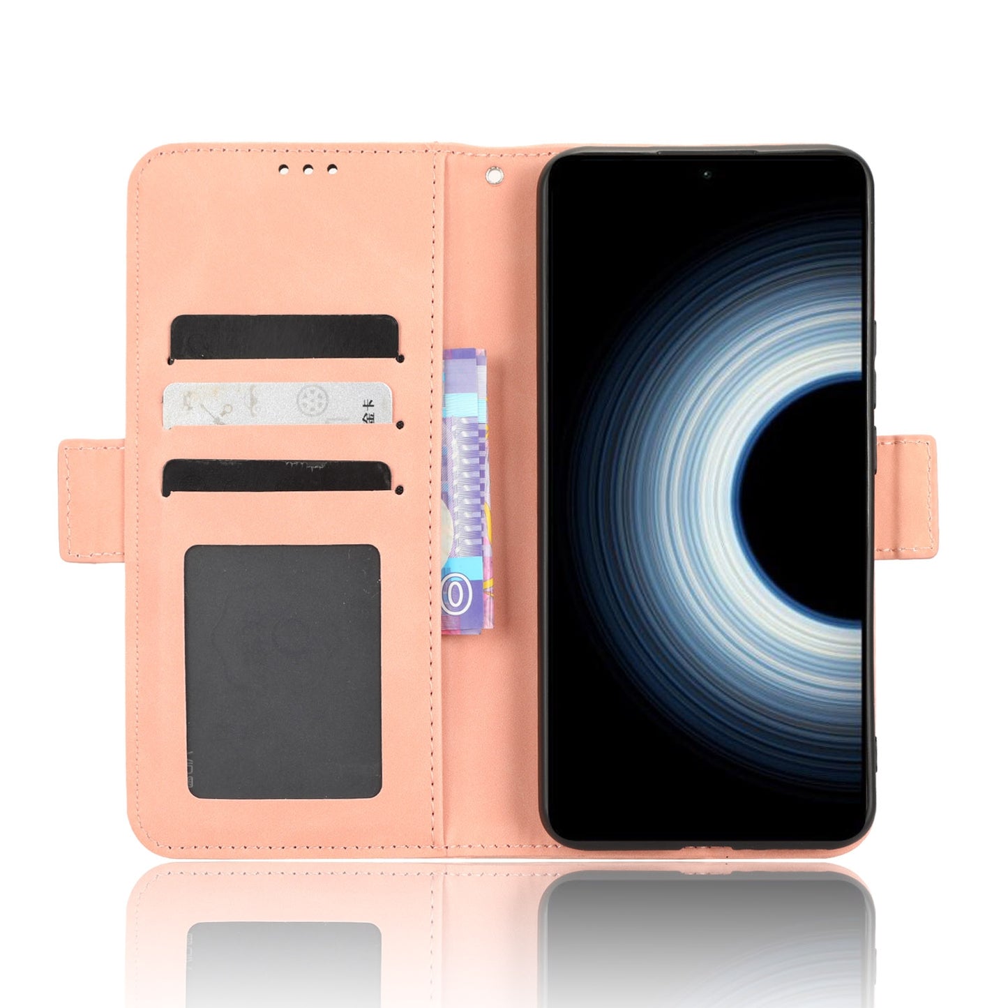 Xiaomi Redmi K50 Ultra Skin Feel PU Leather Wallet Phone Case with Card Slots, Cash Pocket, Magnetic Closure, Built-In Stand, Full Protection TPU Cover