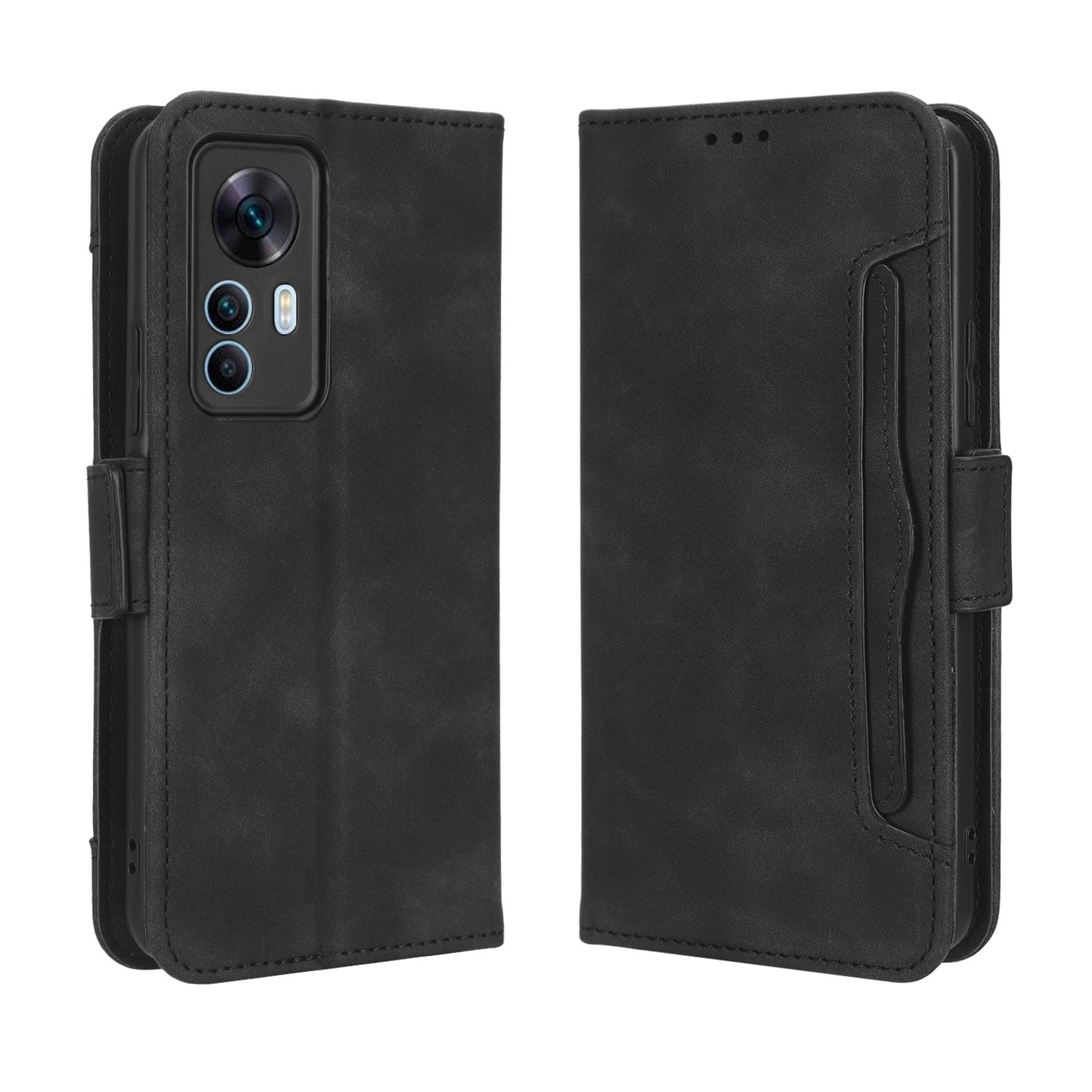 Xiaomi 12T Skin Feel PU Leather Wallet Phone Case with Card Slots, Cash Pocket, Magnetic Closure, Built-In Stand, Full Protection TPU Cover