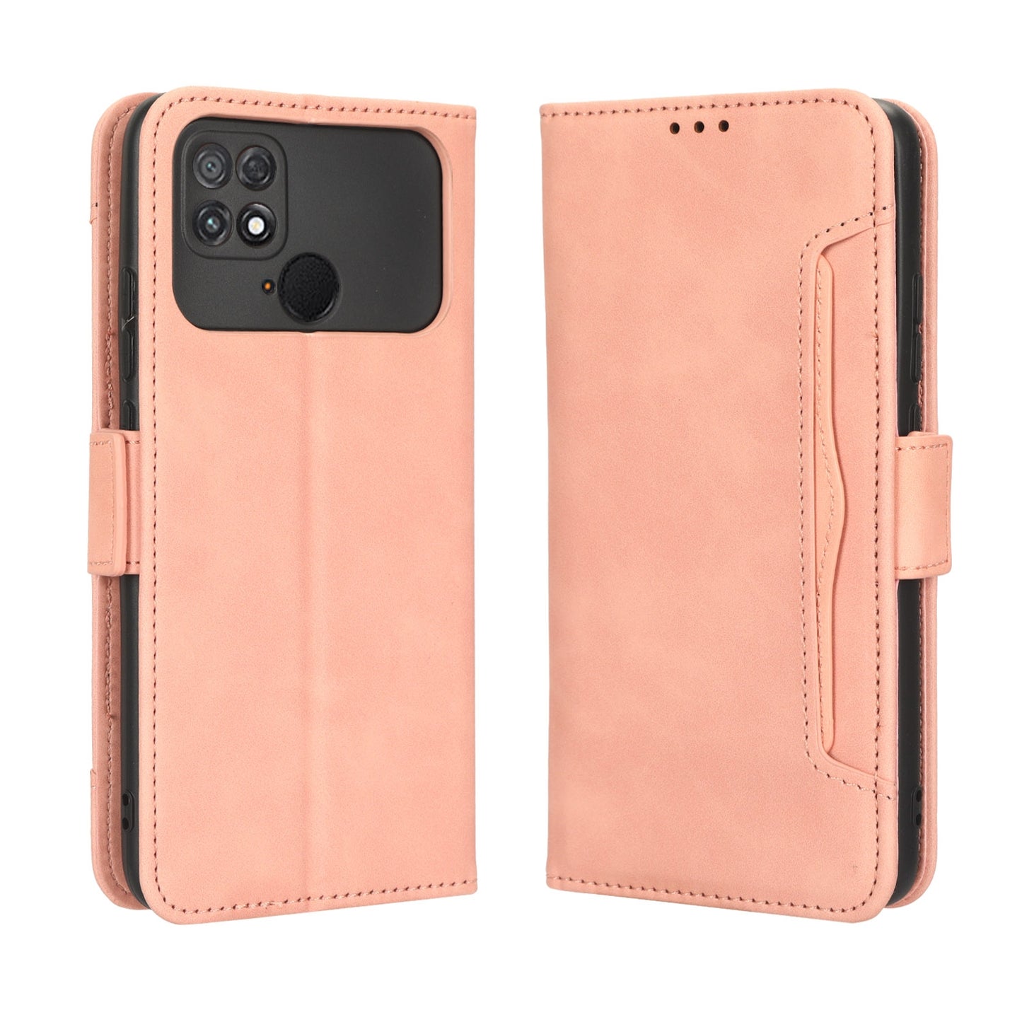 Xiaomi Poco C40 Skin Feel PU Leather Wallet Phone Case with Card Slots, Cash Pocket, Magnetic Closure, Built-In Stand, Full Protection TPU Cover