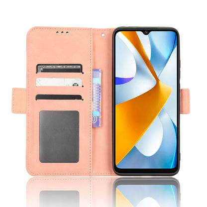 Xiaomi Poco C40 Skin Feel PU Leather Wallet Phone Case with Card Slots, Cash Pocket, Magnetic Closure, Built-In Stand, Full Protection TPU Cover