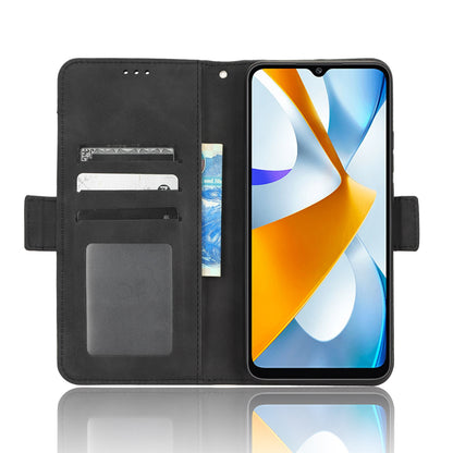 Xiaomi Poco C40 Skin Feel PU Leather Wallet Phone Case with Card Slots, Cash Pocket, Magnetic Closure, Built-In Stand, Full Protection TPU Cover