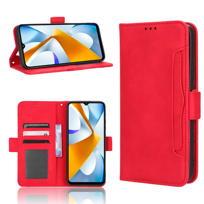 Xiaomi Poco C40 Skin Feel PU Leather Wallet Phone Case with Card Slots, Cash Pocket, Magnetic Closure, Built-In Stand, Full Protection TPU Cover