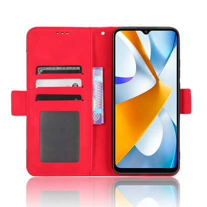 Xiaomi Poco C40 Skin Feel PU Leather Wallet Phone Case with Card Slots, Cash Pocket, Magnetic Closure, Built-In Stand, Full Protection TPU Cover