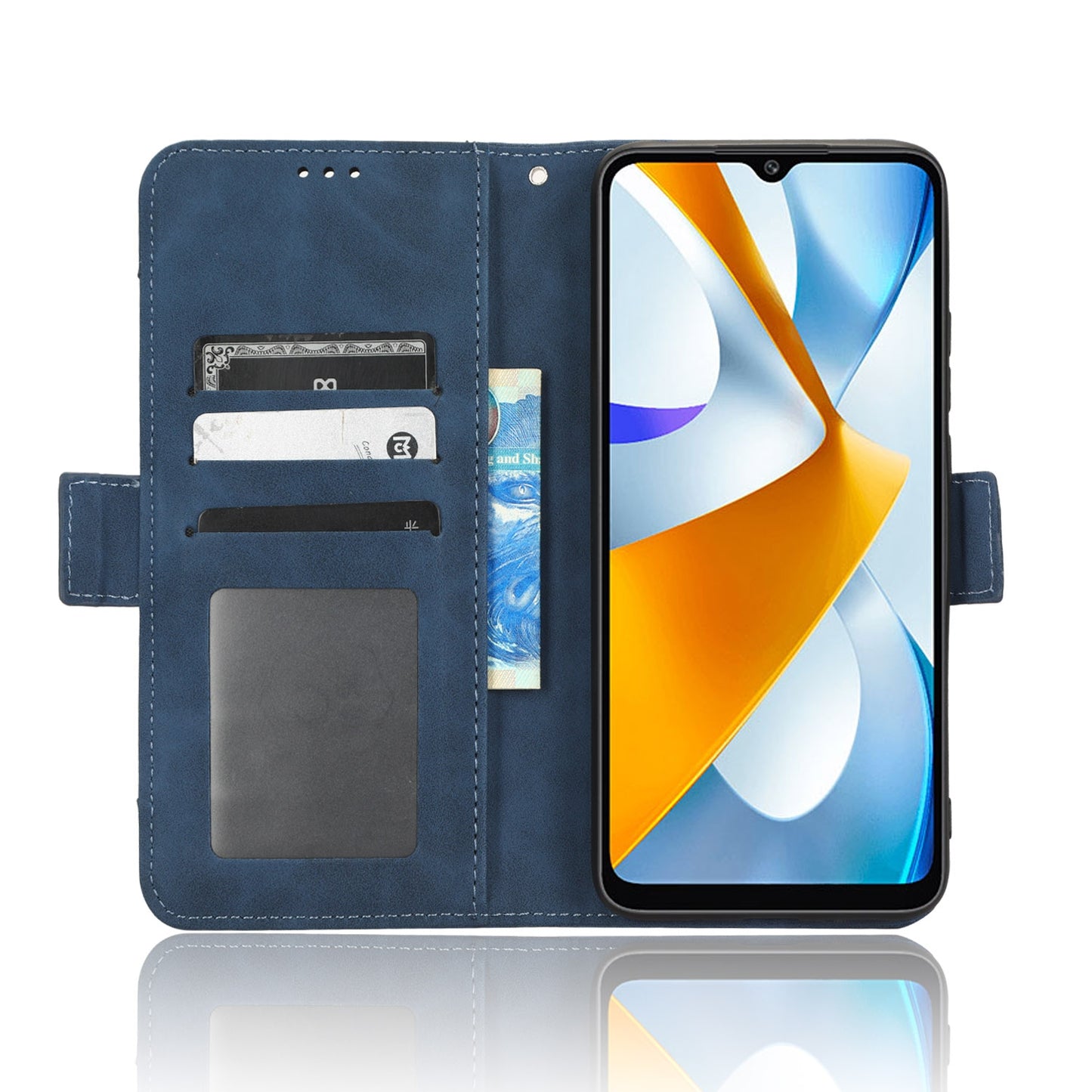 Xiaomi Poco C40 Skin Feel PU Leather Wallet Phone Case with Card Slots, Cash Pocket, Magnetic Closure, Built-In Stand, Full Protection TPU Cover