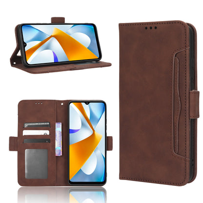 Xiaomi Poco C40 Skin Feel PU Leather Wallet Phone Case with Card Slots, Cash Pocket, Magnetic Closure, Built-In Stand, Full Protection TPU Cover