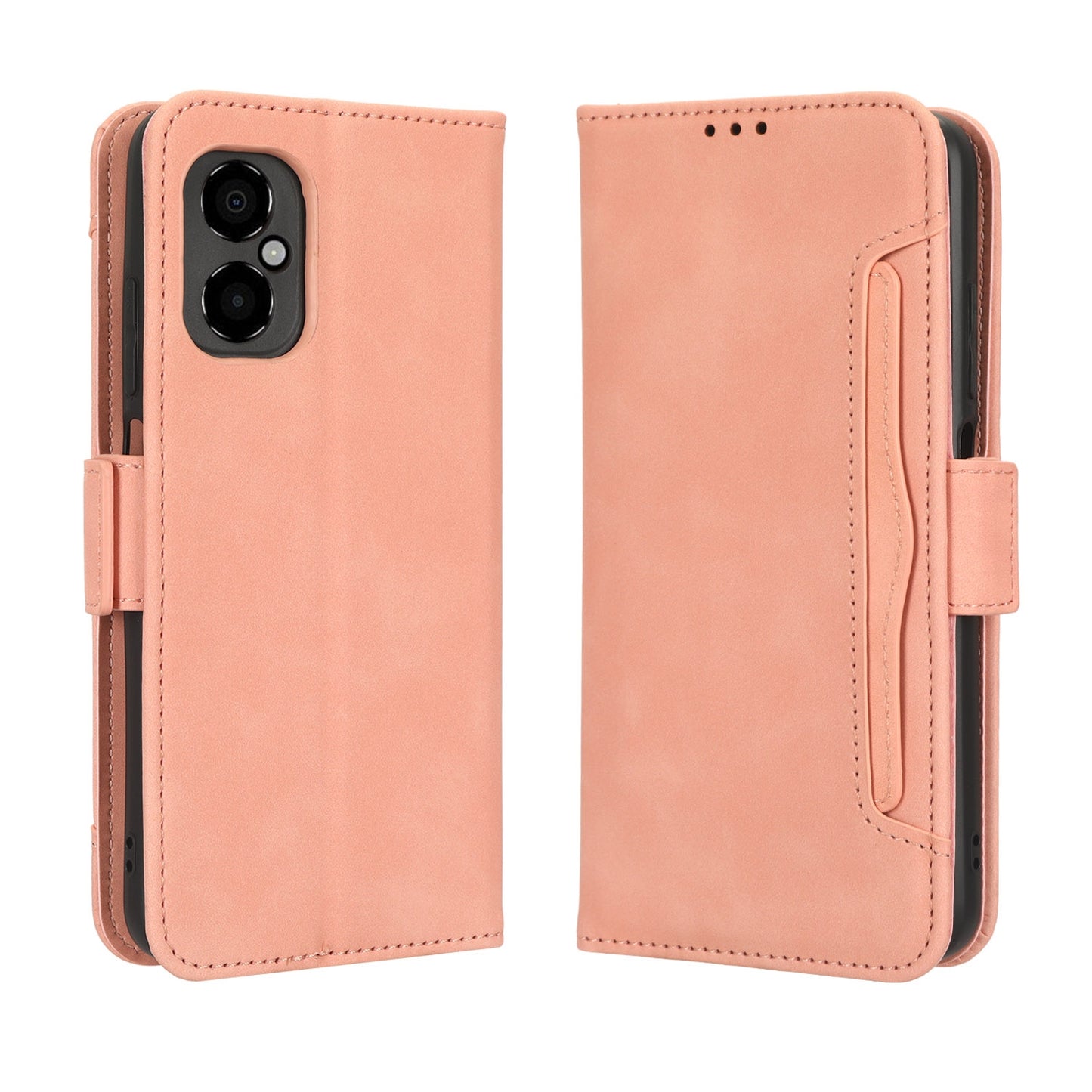 Xiaomi Poco M4 5G Skin Feel PU Leather Wallet Phone Case with Card Slots, Cash Pocket, Magnetic Closure, Built-In Stand, Full Protection TPU Cover