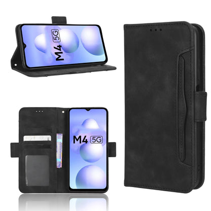 Xiaomi Poco M4 5G Skin Feel PU Leather Wallet Phone Case with Card Slots, Cash Pocket, Magnetic Closure, Built-In Stand, Full Protection TPU Cover