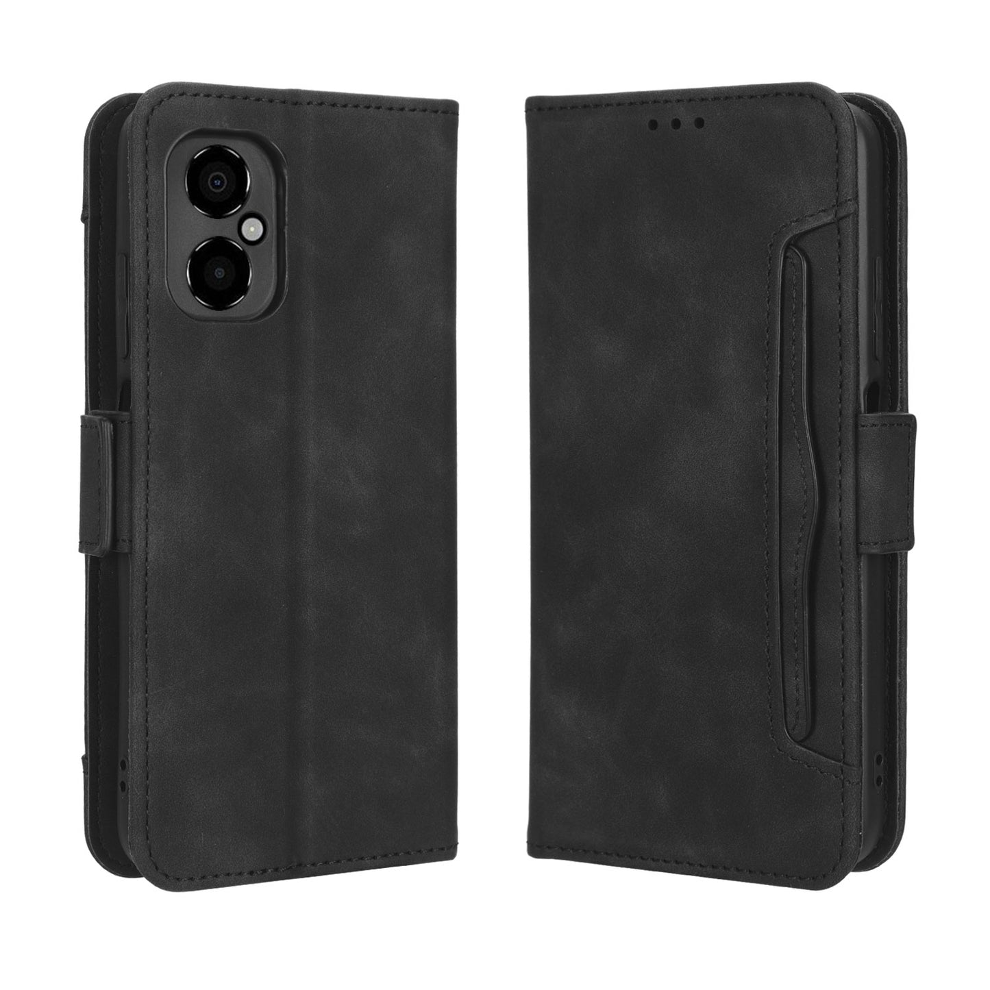 Xiaomi Poco M4 5G Skin Feel PU Leather Wallet Phone Case with Card Slots, Cash Pocket, Magnetic Closure, Built-In Stand, Full Protection TPU Cover