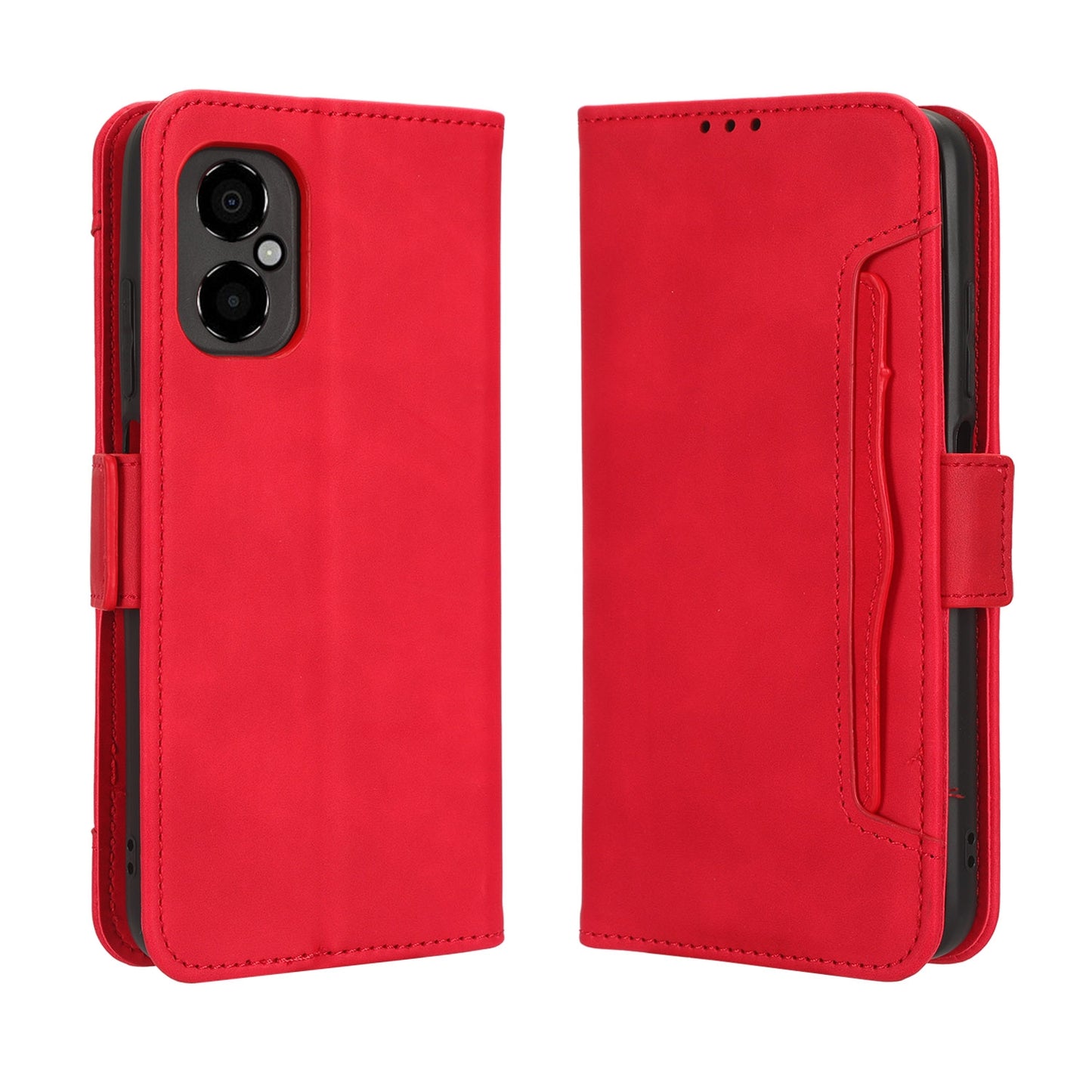 Xiaomi Poco M4 5G Skin Feel PU Leather Wallet Phone Case with Card Slots, Cash Pocket, Magnetic Closure, Built-In Stand, Full Protection TPU Cover