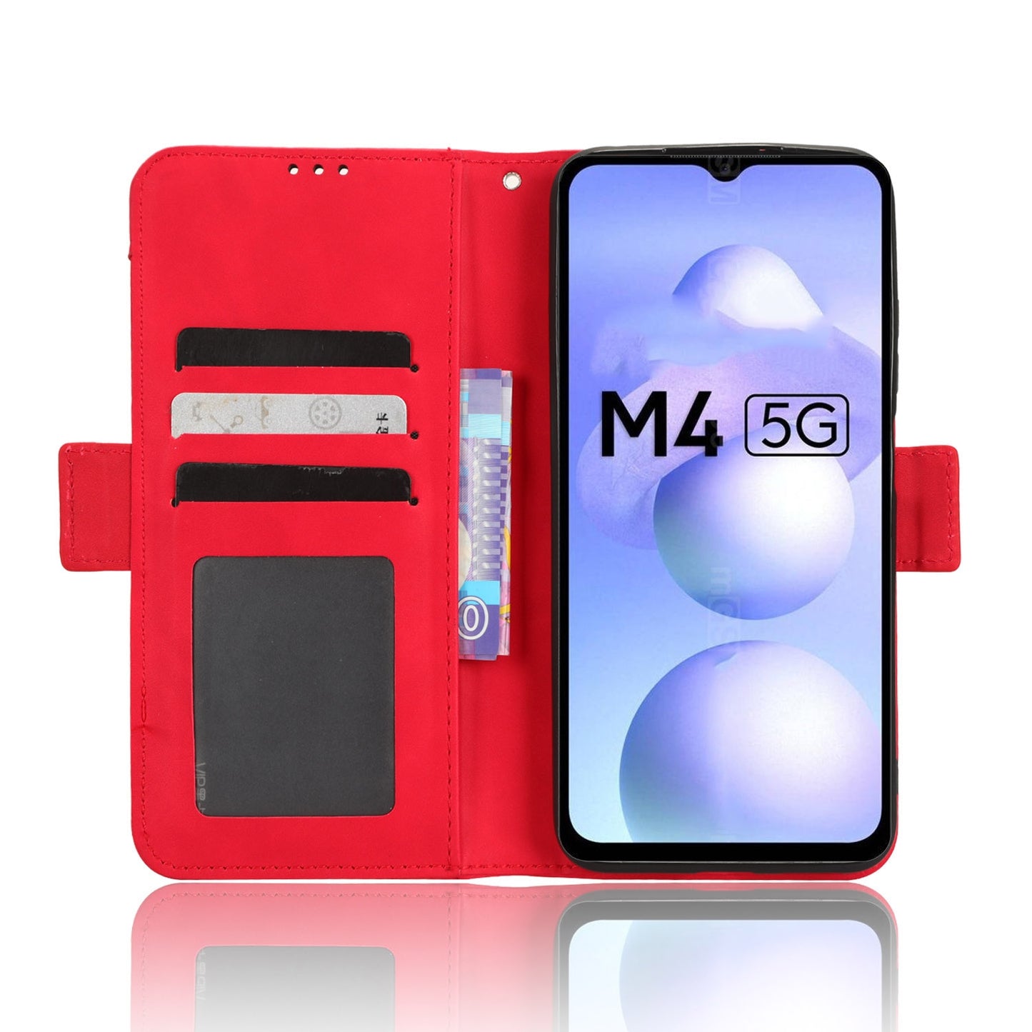Xiaomi Poco M4 5G Skin Feel PU Leather Wallet Phone Case with Card Slots, Cash Pocket, Magnetic Closure, Built-In Stand, Full Protection TPU Cover