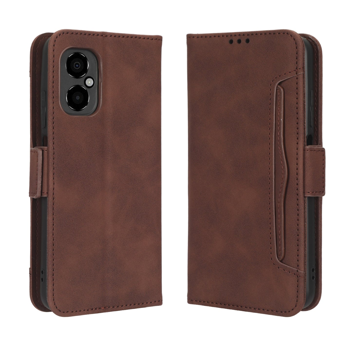 Xiaomi Poco M4 5G Skin Feel PU Leather Wallet Phone Case with Card Slots, Cash Pocket, Magnetic Closure, Built-In Stand, Full Protection TPU Cover