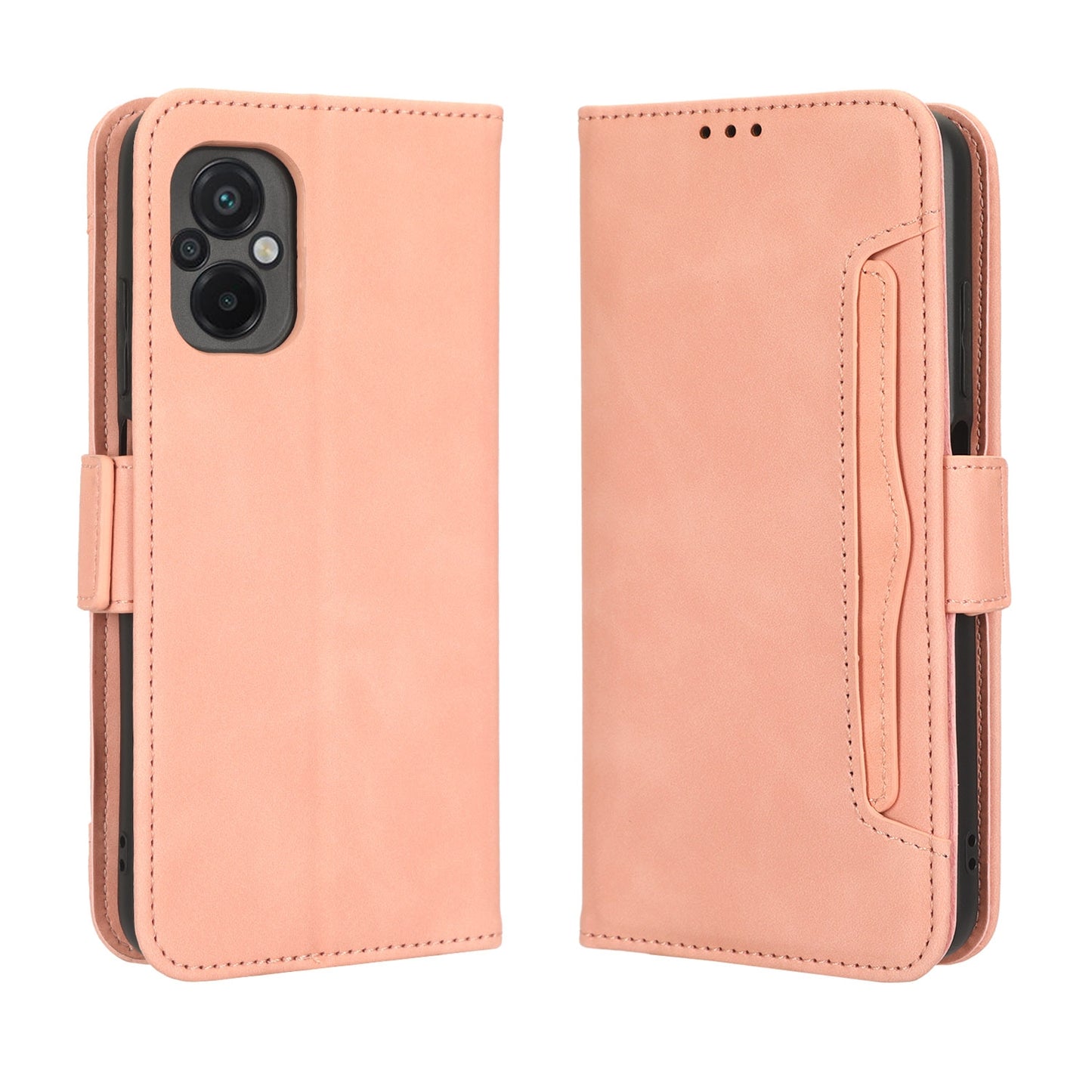 Xiaomi Poco M5 Skin Feel PU Leather Wallet Phone Case with Card Slots, Cash Pocket, Magnetic Closure, Built-In Stand, Full Protection TPU Cover