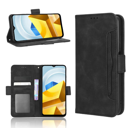 Xiaomi Poco M5 Skin Feel PU Leather Wallet Phone Case with Card Slots, Cash Pocket, Magnetic Closure, Built-In Stand, Full Protection TPU Cover