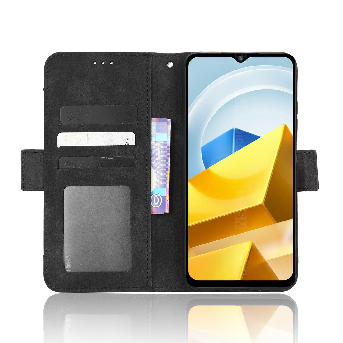 Xiaomi Poco M5 Skin Feel PU Leather Wallet Phone Case with Card Slots, Cash Pocket, Magnetic Closure, Built-In Stand, Full Protection TPU Cover