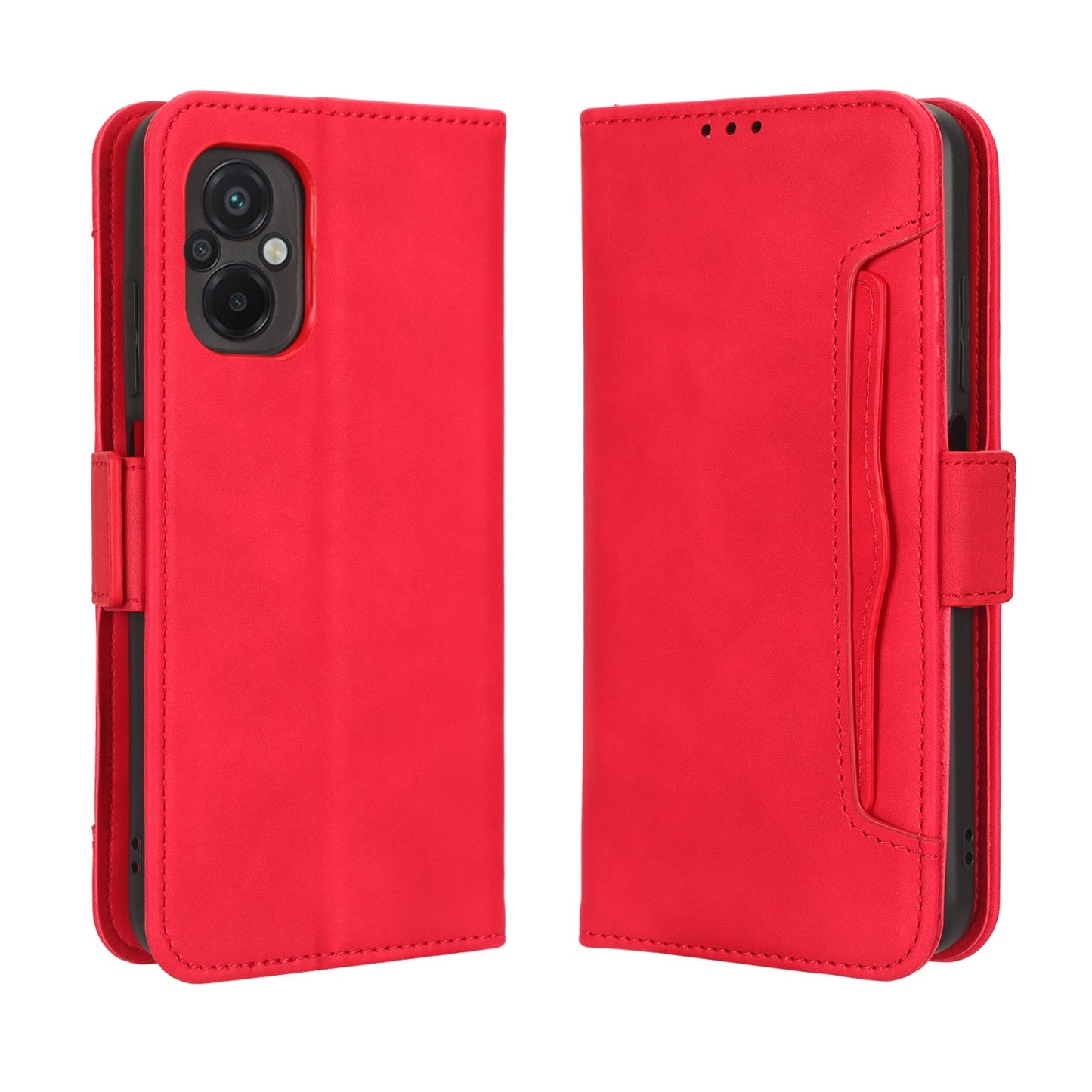Xiaomi Poco M5 Skin Feel PU Leather Wallet Phone Case with Card Slots, Cash Pocket, Magnetic Closure, Built-In Stand, Full Protection TPU Cover