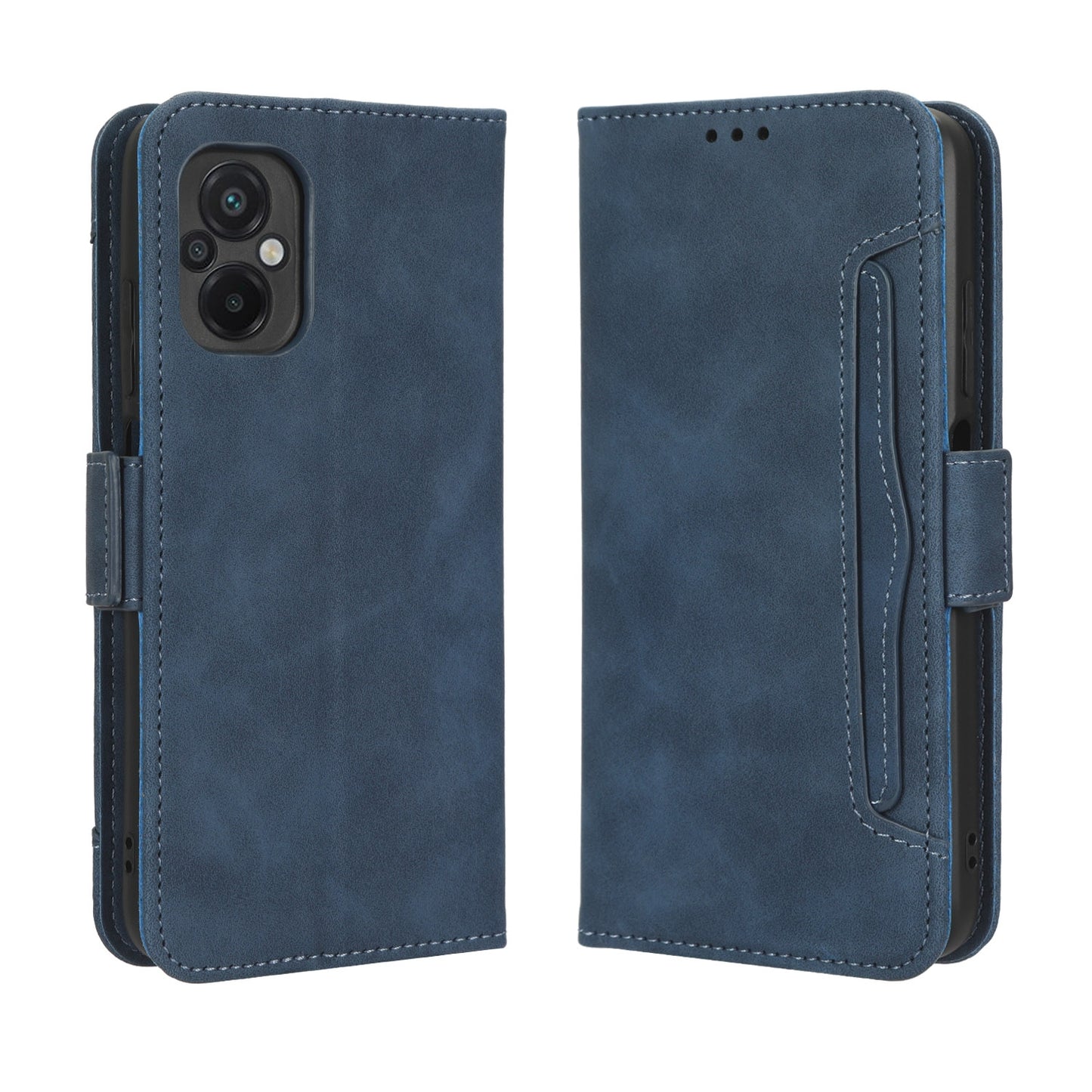 Xiaomi Poco M5 Skin Feel PU Leather Wallet Phone Case with Card Slots, Cash Pocket, Magnetic Closure, Built-In Stand, Full Protection TPU Cover