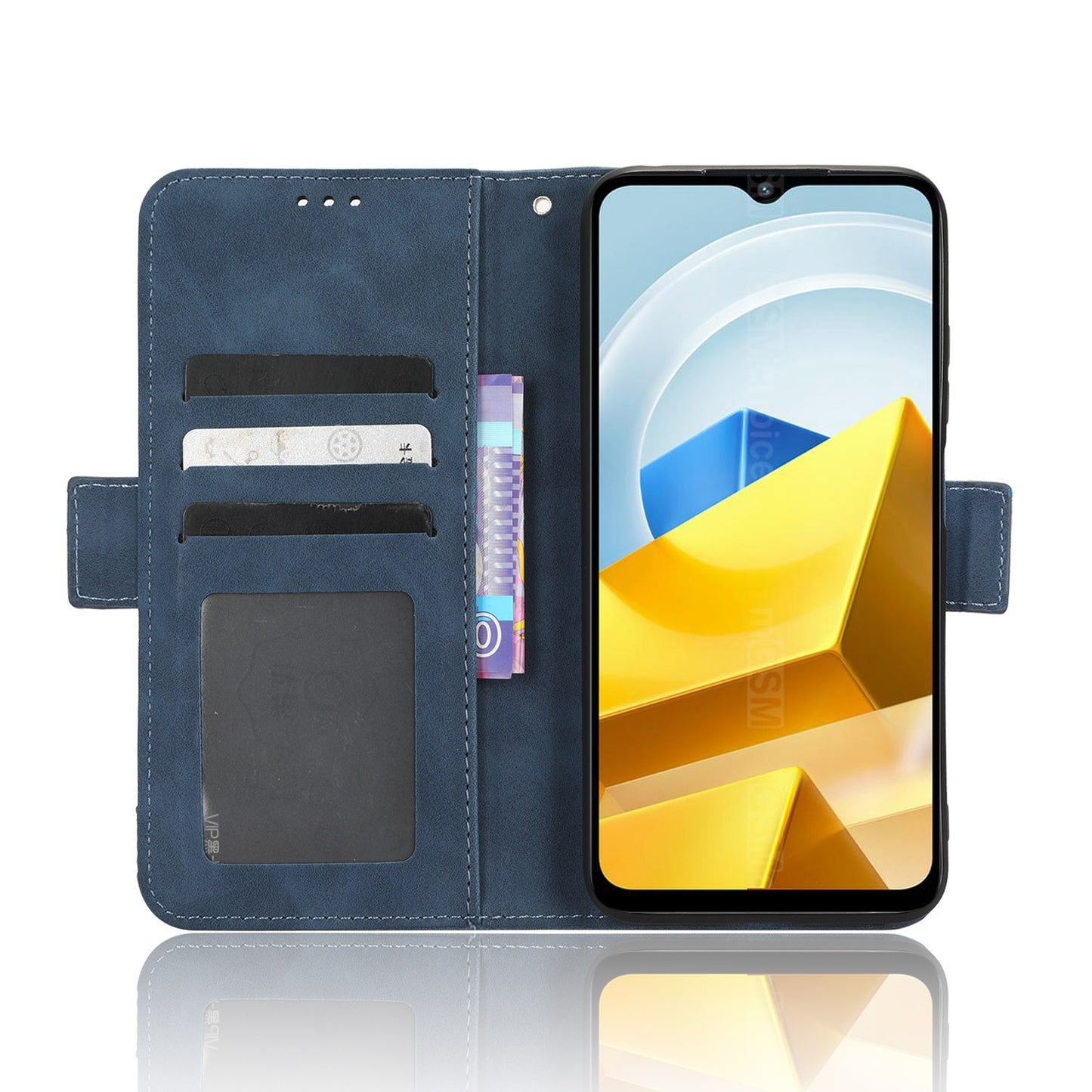Xiaomi Poco M5 Skin Feel PU Leather Wallet Phone Case with Card Slots, Cash Pocket, Magnetic Closure, Built-In Stand, Full Protection TPU Cover