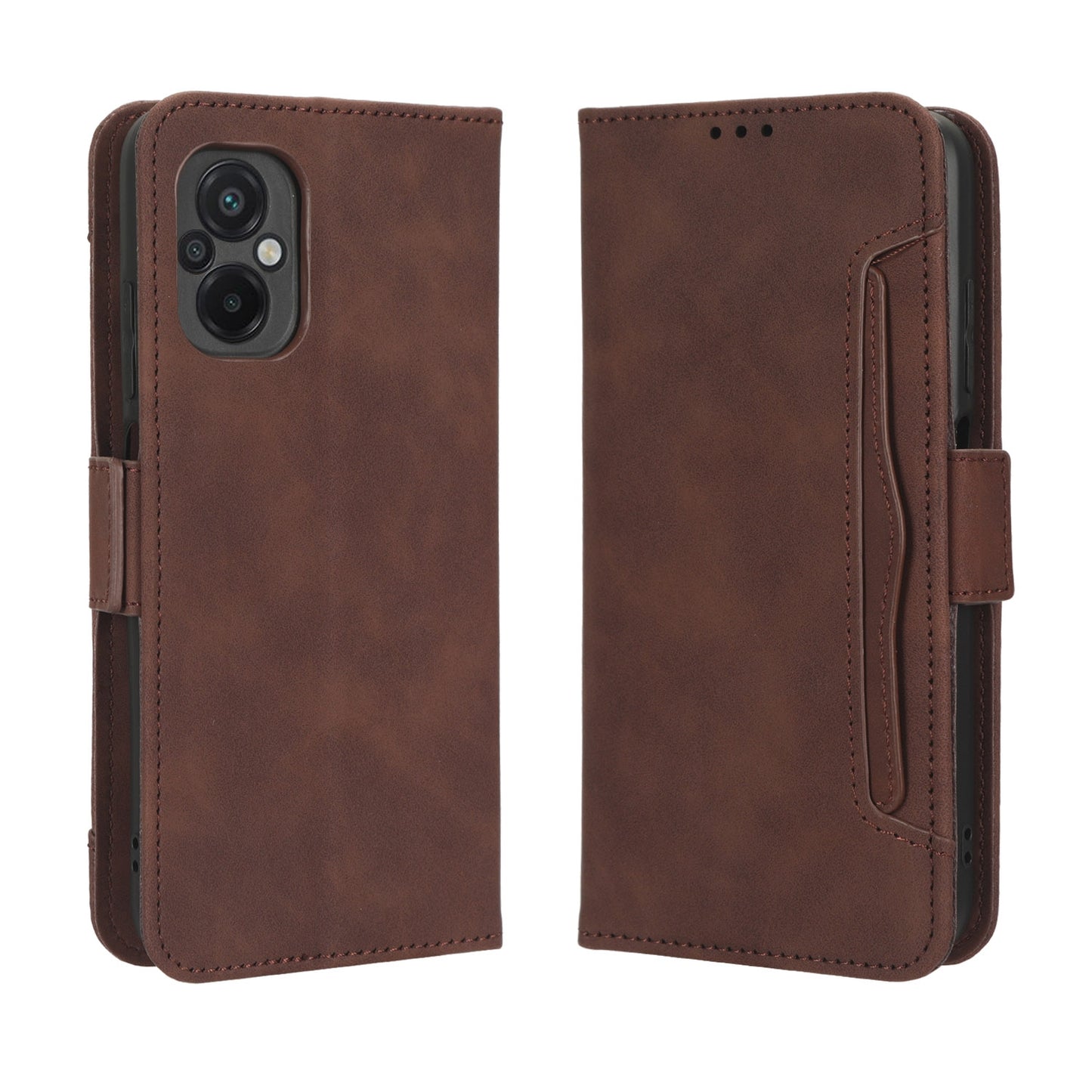 Xiaomi Poco M5 Skin Feel PU Leather Wallet Phone Case with Card Slots, Cash Pocket, Magnetic Closure, Built-In Stand, Full Protection TPU Cover