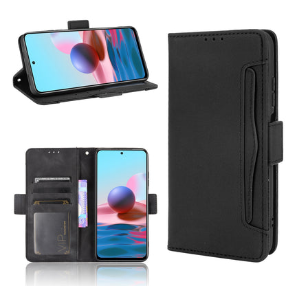 Xiaomi Redmi Note 10 4G Skin Feel PU Leather Wallet Phone Case with Card Slots, Cash Pocket, Magnetic Closure, Built-In Stand, Full Protection TPU Cover