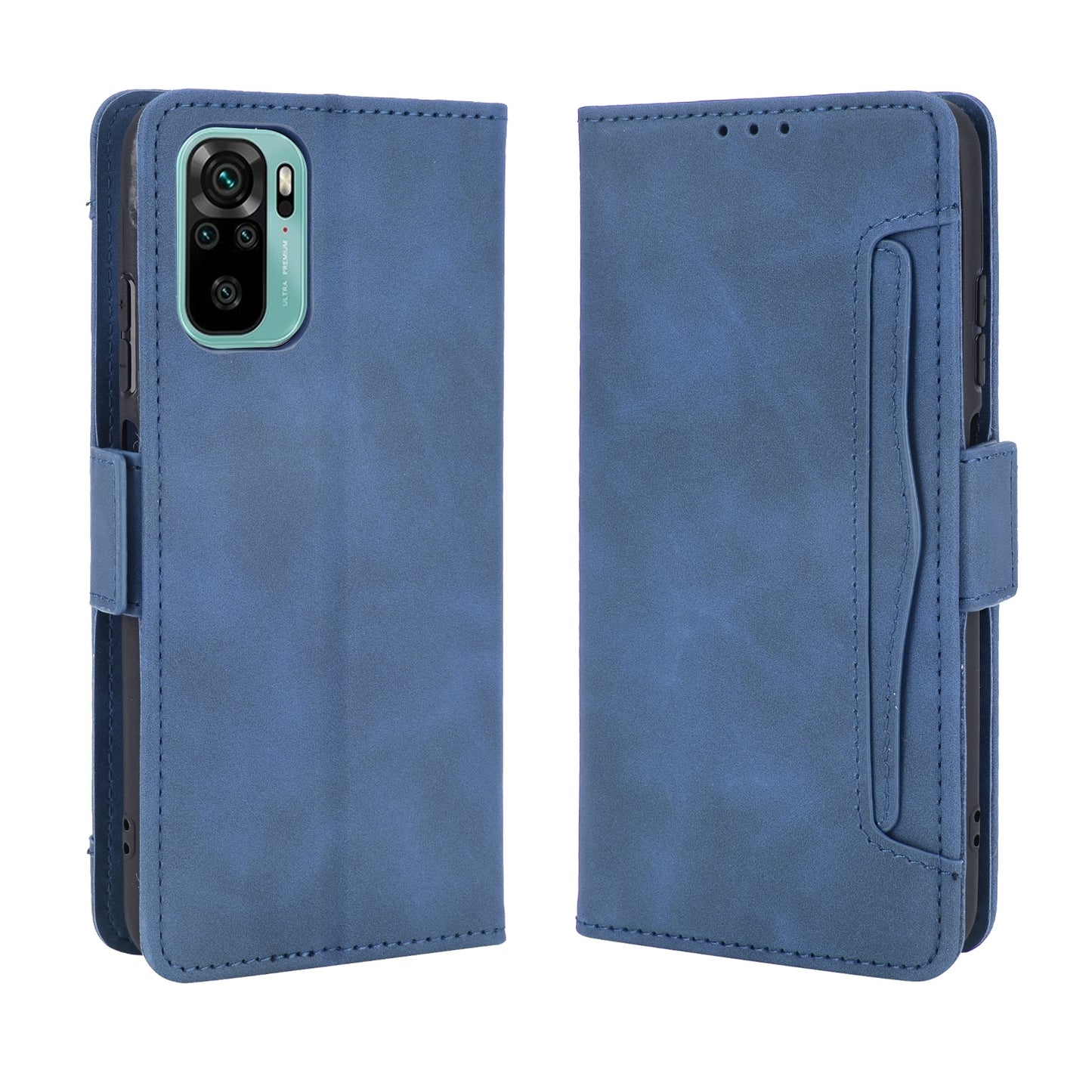 Xiaomi Redmi Note 10S Skin Feel PU Leather Wallet Phone Case with Card Slots, Cash Pocket, Magnetic Closure, Built-In Stand, Full Protection TPU Cover