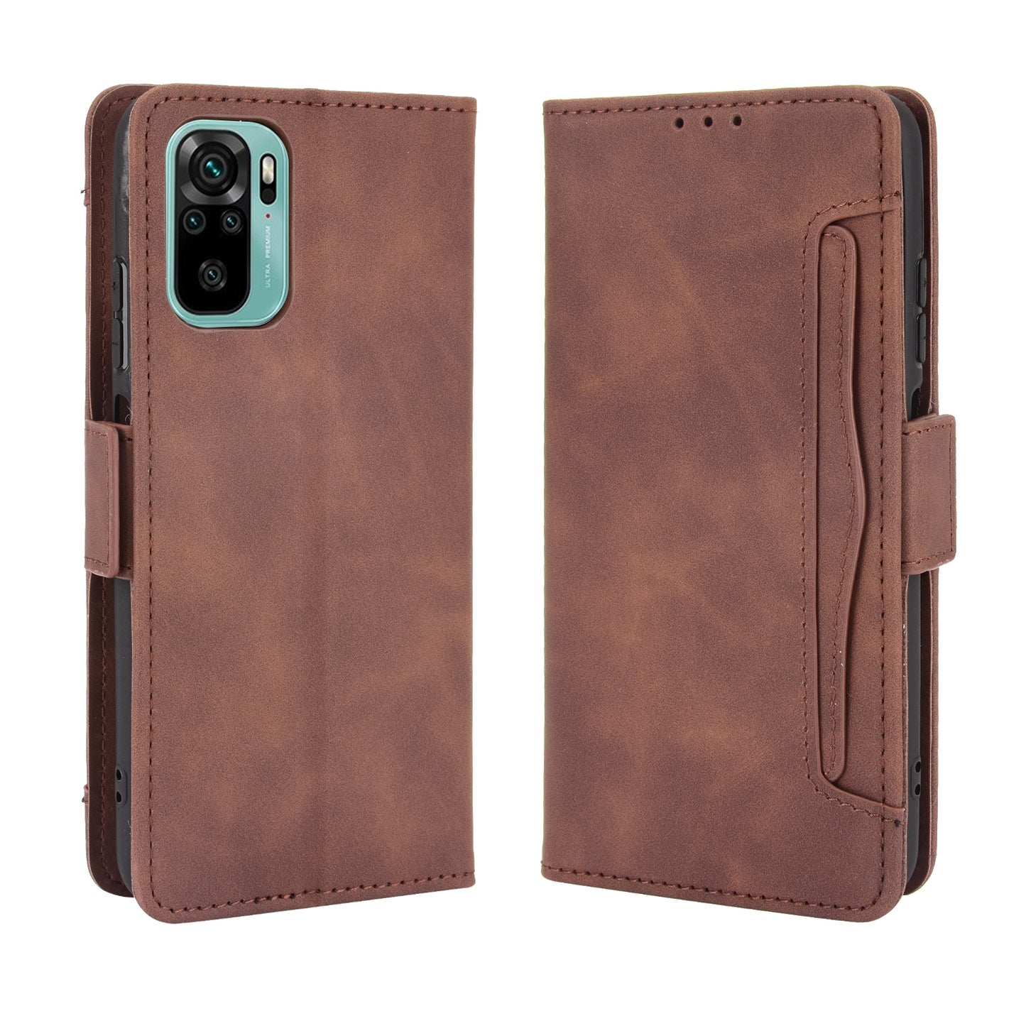 Xiaomi Redmi Note 10S Skin Feel PU Leather Wallet Phone Case with Card Slots, Cash Pocket, Magnetic Closure, Built-In Stand, Full Protection TPU Cover