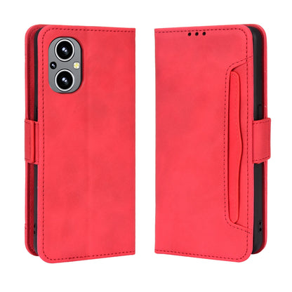 OPPO Reno8 Lite 5G Skin Feel PU Leather Wallet Phone Case with Card Slots, Cash Pocket, Magnetic Closure, Built-In Stand, Full Protection TPU Cover