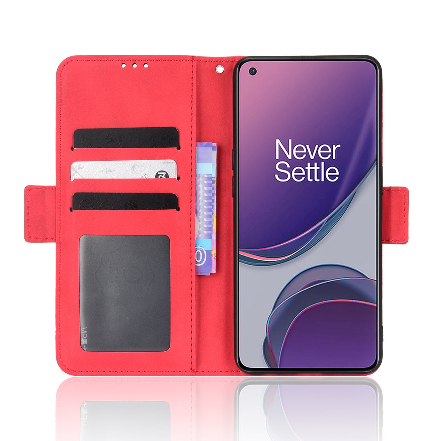 OnePlus Nord N20 5G Skin Feel PU Leather Wallet Phone Case with Card Slots, Cash Pocket, Magnetic Closure, Built-In Stand, Full Protection TPU Cover