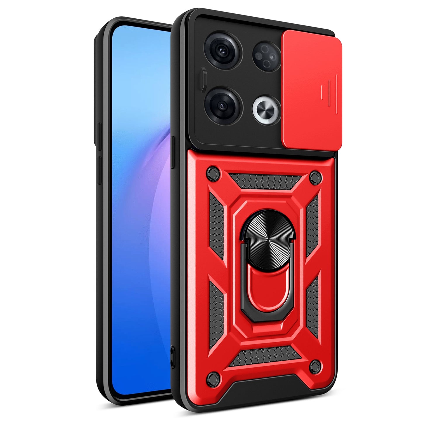 OPPO Reno8 Pro+ 5G Sliding Camera Cover Magnetic Ring Stand Shockproof TPU + PC Protective Phone Case