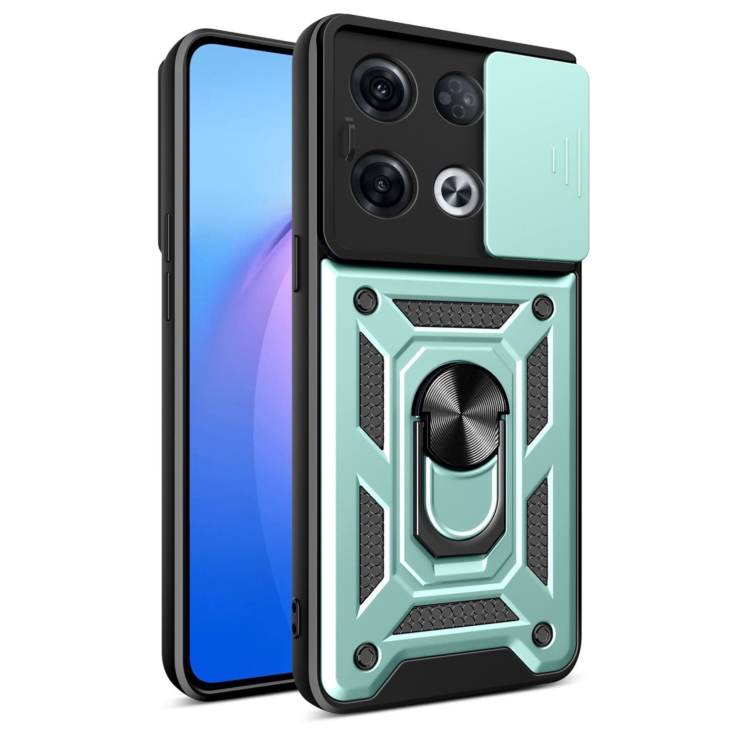 OPPO Reno8 Pro+ 5G Sliding Camera Cover Magnetic Ring Stand Shockproof TPU + PC Protective Phone Case