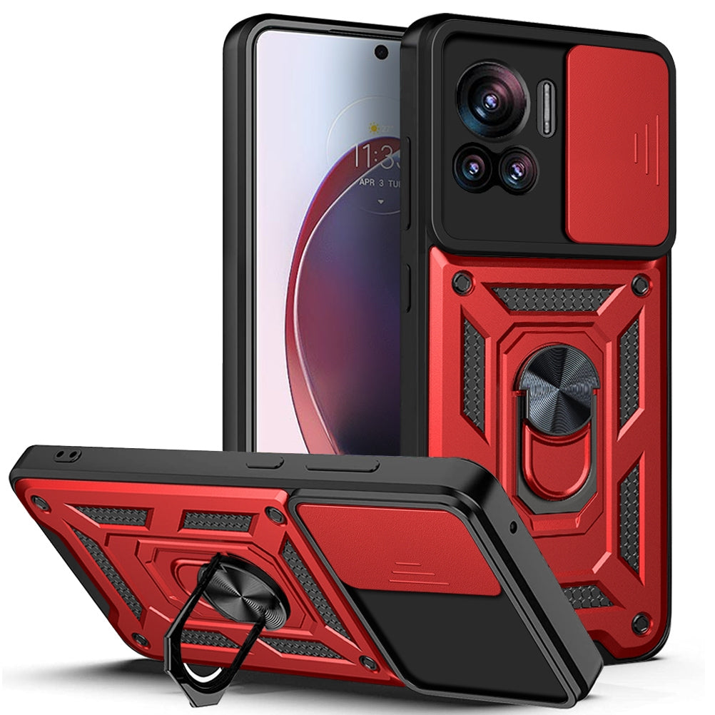 Motorola Edge 30 Ultra Sliding Camera Cover Magnetic Ring Stand Shockproof TPU + PC Protective Phone Case