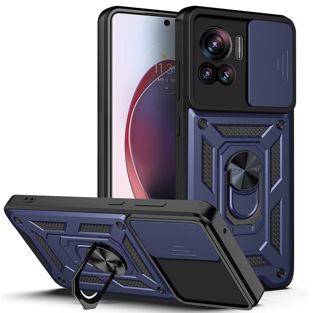 Motorola Edge 30 Ultra Sliding Camera Cover Magnetic Ring Stand Shockproof TPU + PC Protective Phone Case