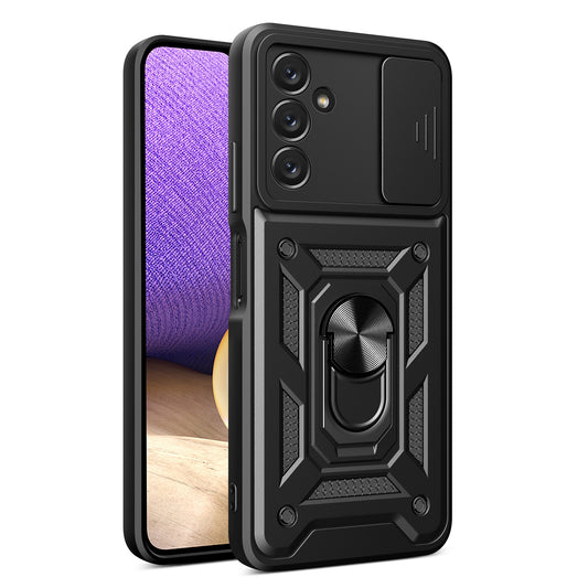 Samsung Galaxy A14 5G Sliding Camera Cover Magnetic Ring Stand Shockproof TPU + PC Protective Phone Case