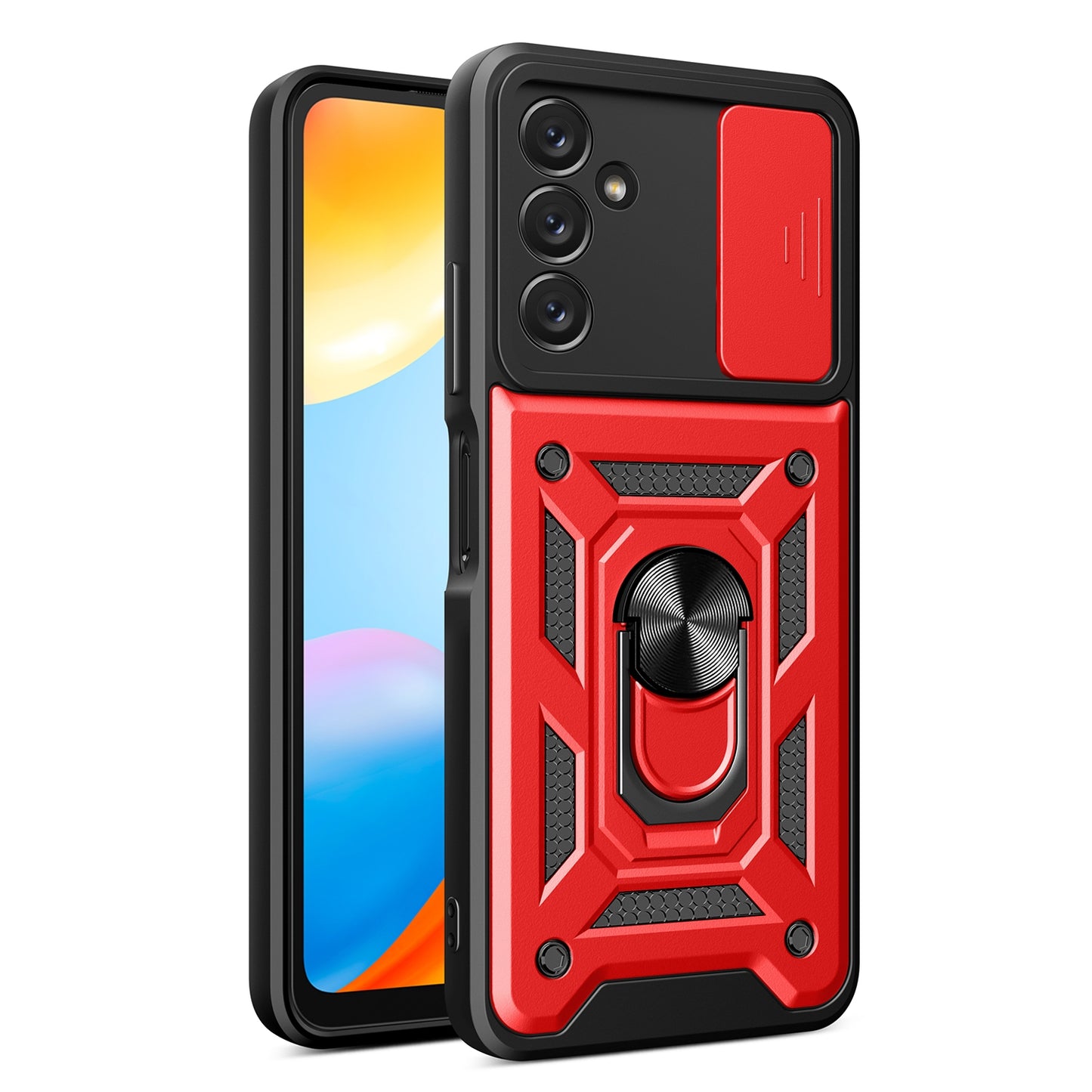 Samsung Galaxy A14 5G Sliding Camera Cover Magnetic Ring Stand Shockproof TPU + PC Protective Phone Case