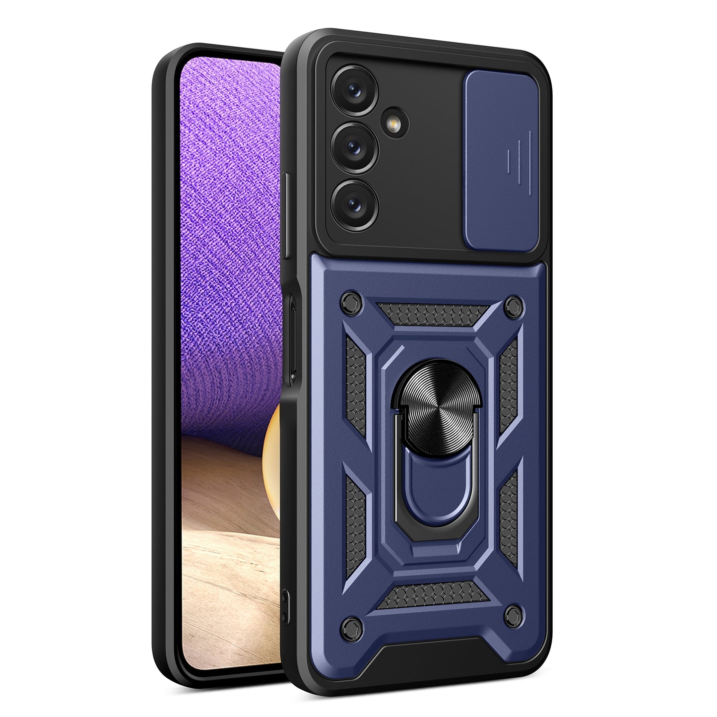 Samsung Galaxy A14 5G Sliding Camera Cover Magnetic Ring Stand Shockproof TPU + PC Protective Phone Case