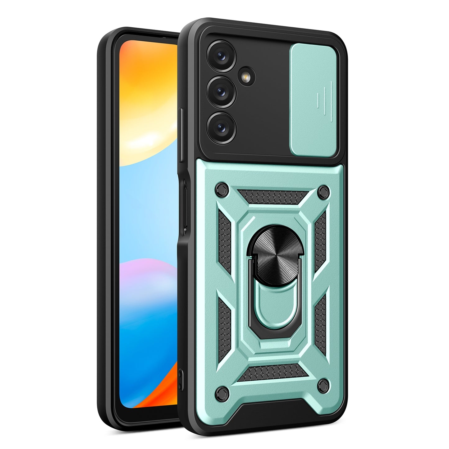 Samsung Galaxy A14 5G Sliding Camera Cover Magnetic Ring Stand Shockproof TPU + PC Protective Phone Case