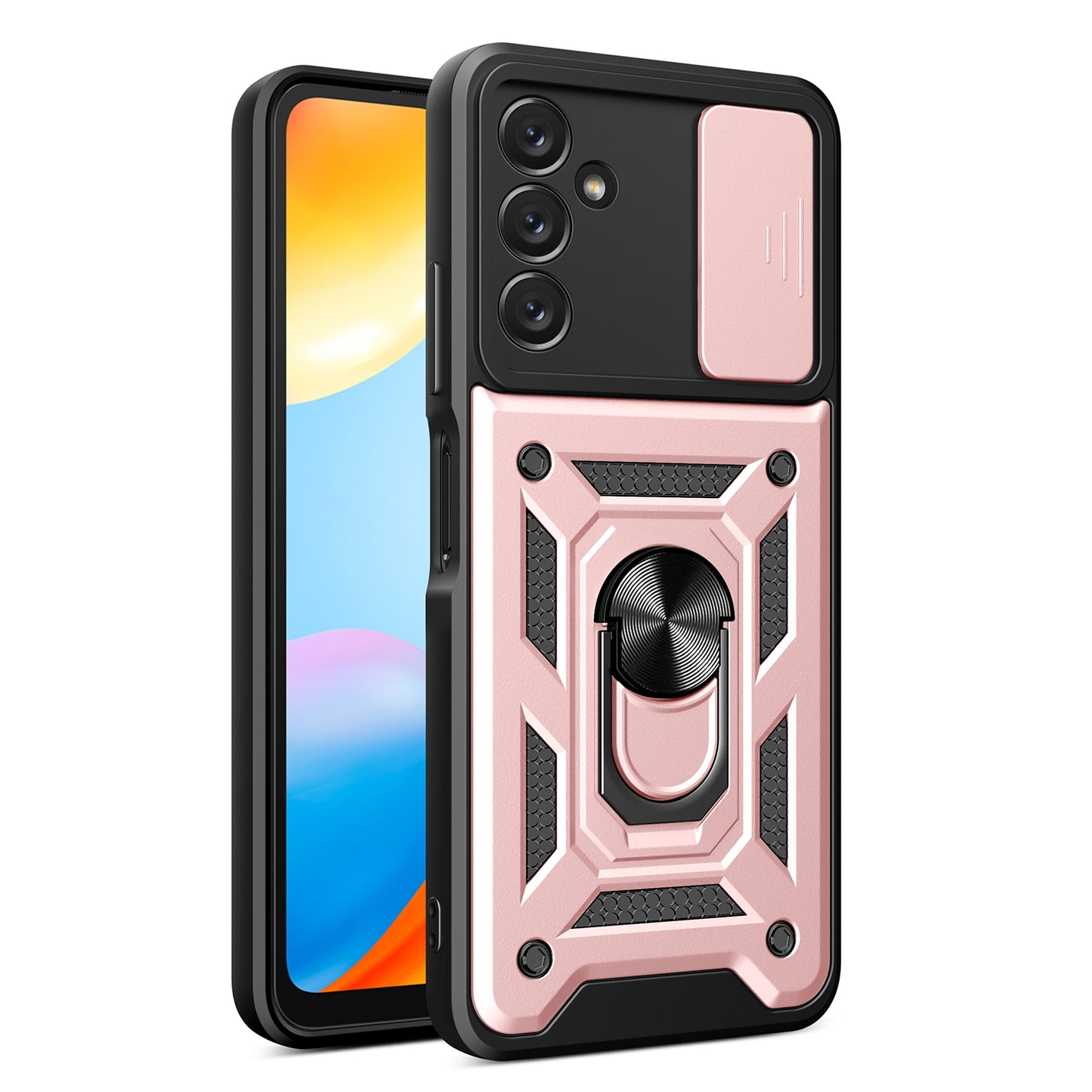 Samsung Galaxy A14 5G Sliding Camera Cover Magnetic Ring Stand Shockproof TPU + PC Protective Phone Case