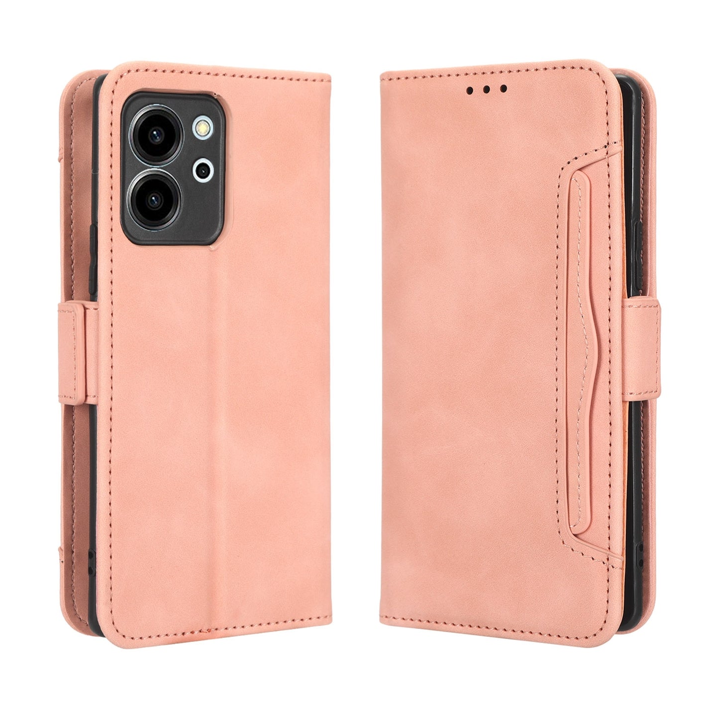 Honor 80 SE 5G Skin Feel PU Leather Wallet Phone Case with Card Slots, Cash Pocket, Magnetic Closure, Built-In Stand, Full Protection TPU Cover