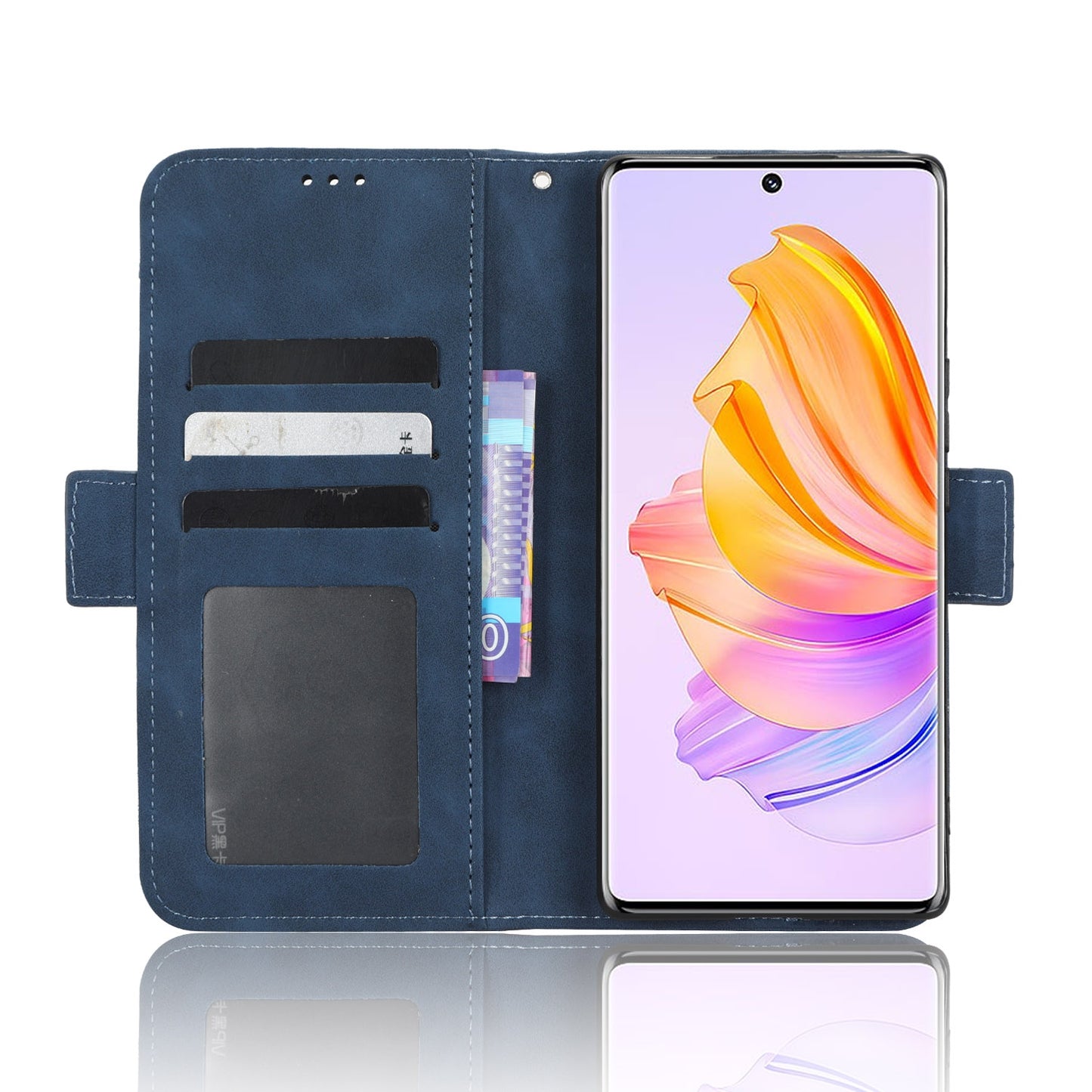 Honor 80 SE 5G Skin Feel PU Leather Wallet Phone Case with Card Slots, Cash Pocket, Magnetic Closure, Built-In Stand, Full Protection TPU Cover