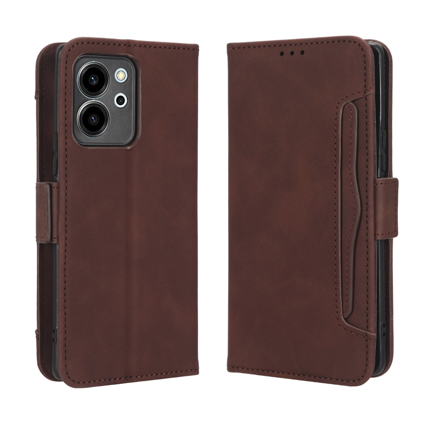 Honor 80 SE 5G Skin Feel PU Leather Wallet Phone Case with Card Slots, Cash Pocket, Magnetic Closure, Built-In Stand, Full Protection TPU Cover