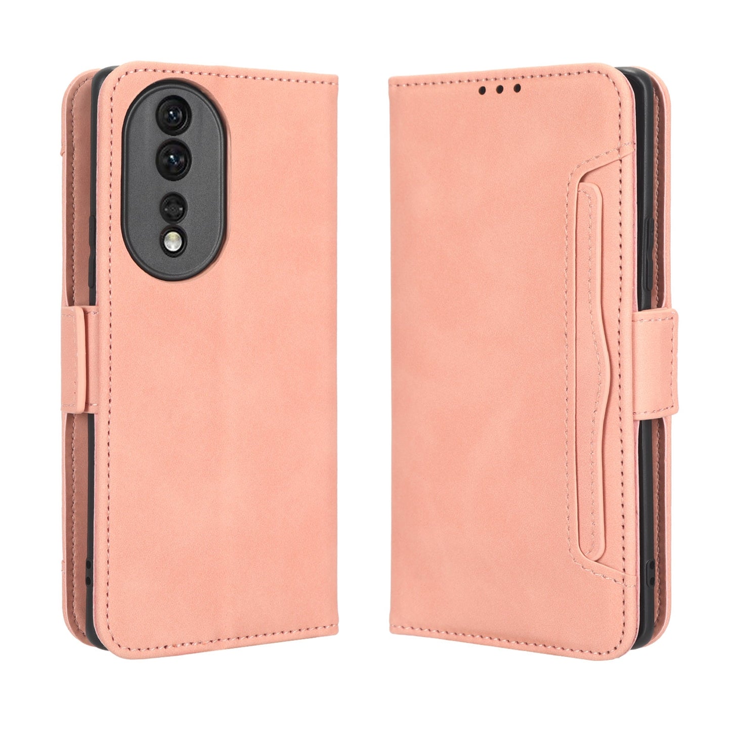 Honor 80 5G Skin Feel PU Leather Wallet Phone Case with Card Slots, Cash Pocket, Magnetic Closure, Built-In Stand, Full Protection TPU Cover