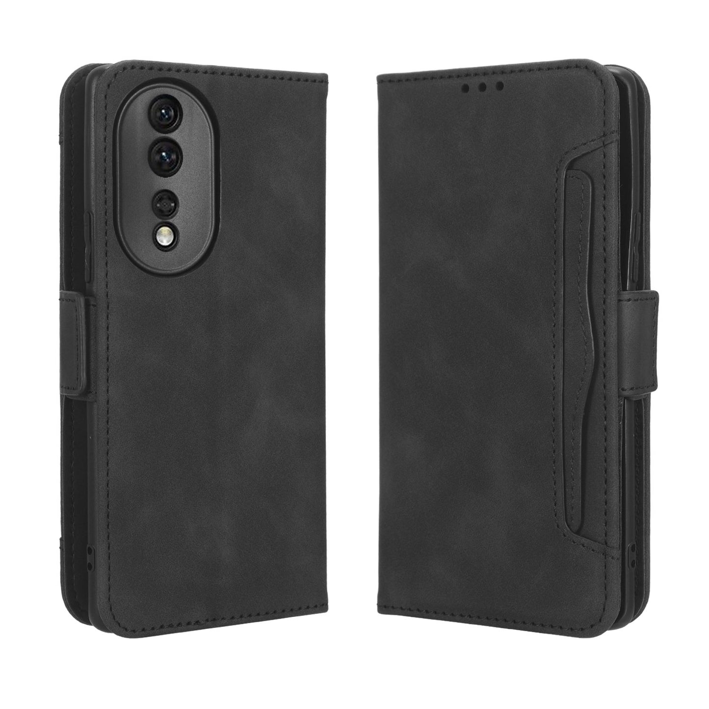 Honor 80 5G Skin Feel PU Leather Wallet Phone Case with Card Slots, Cash Pocket, Magnetic Closure, Built-In Stand, Full Protection TPU Cover