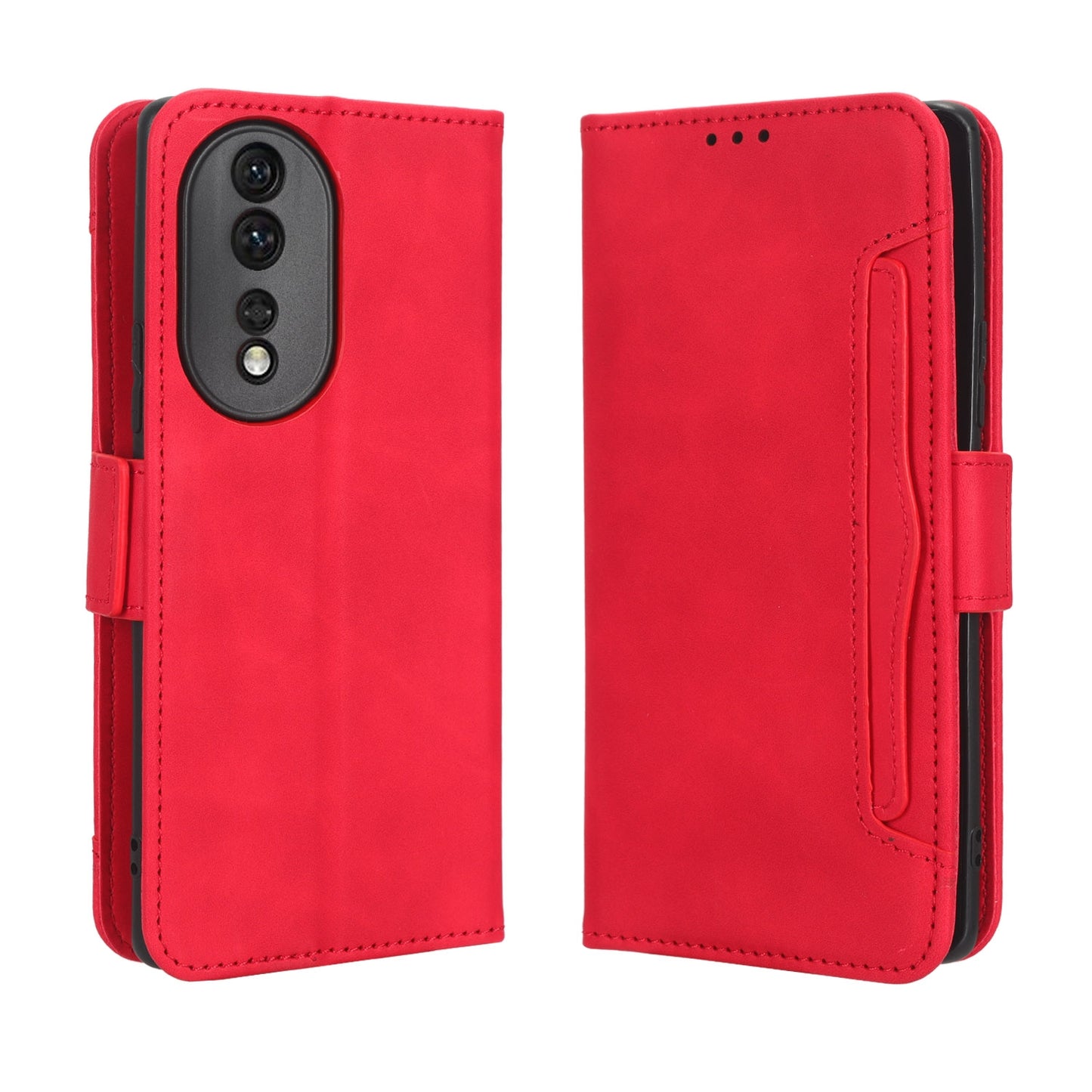 Honor 80 5G Skin Feel PU Leather Wallet Phone Case with Card Slots, Cash Pocket, Magnetic Closure, Built-In Stand, Full Protection TPU Cover